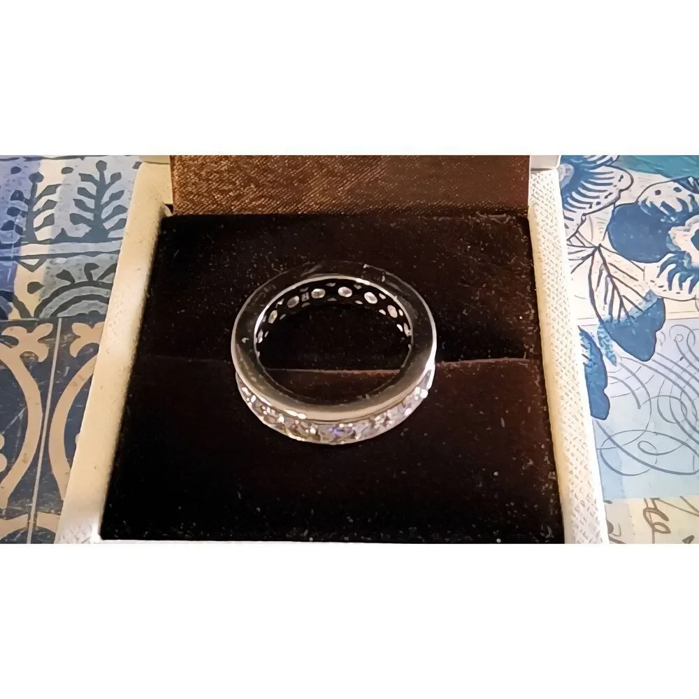 Stunning New 9Ct. Round Cut Sim Diamond Eternity Band Ring Sz 8